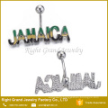 Popular Surgical Steel 14G Jamaica Enamel Belly Ring